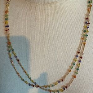 Colorful Beaded Necklace with Gold Accents